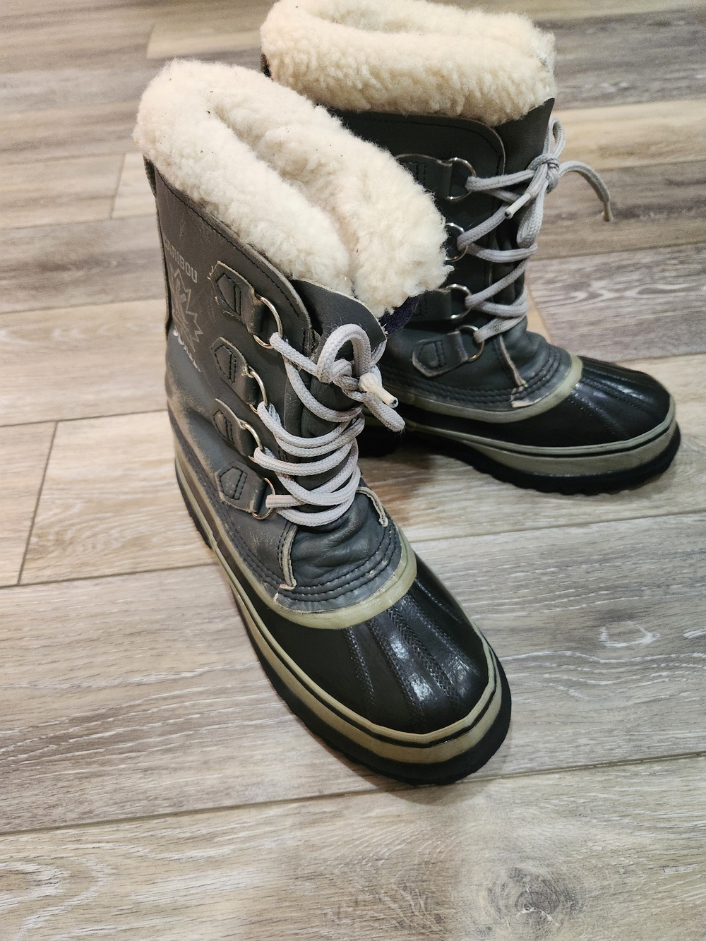 Sorel Kaufman Caribou Gray Men 6 Winter Boots Wool Liners Canada Women 7.5